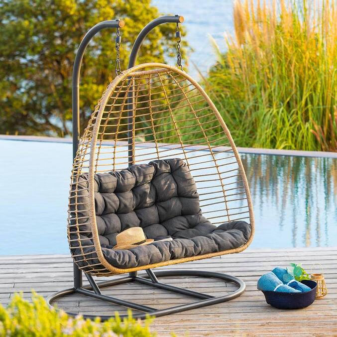 Silla colgante huevo con soporte AJAR Pizarra