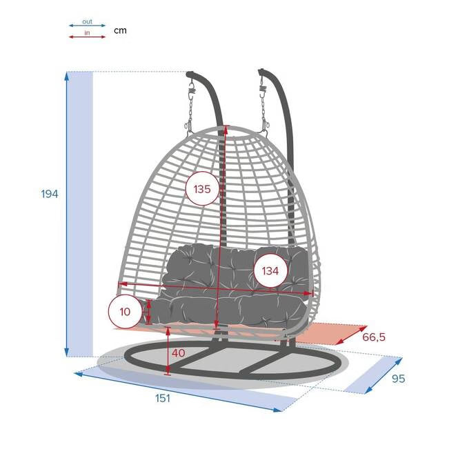 Silla colgante huevo con soporte AJAR Pizarra