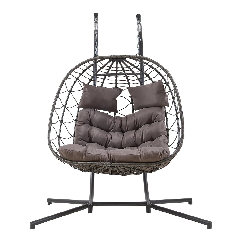 Sillón colgante doble Skense con estructura 198x156x98 cm Gris
